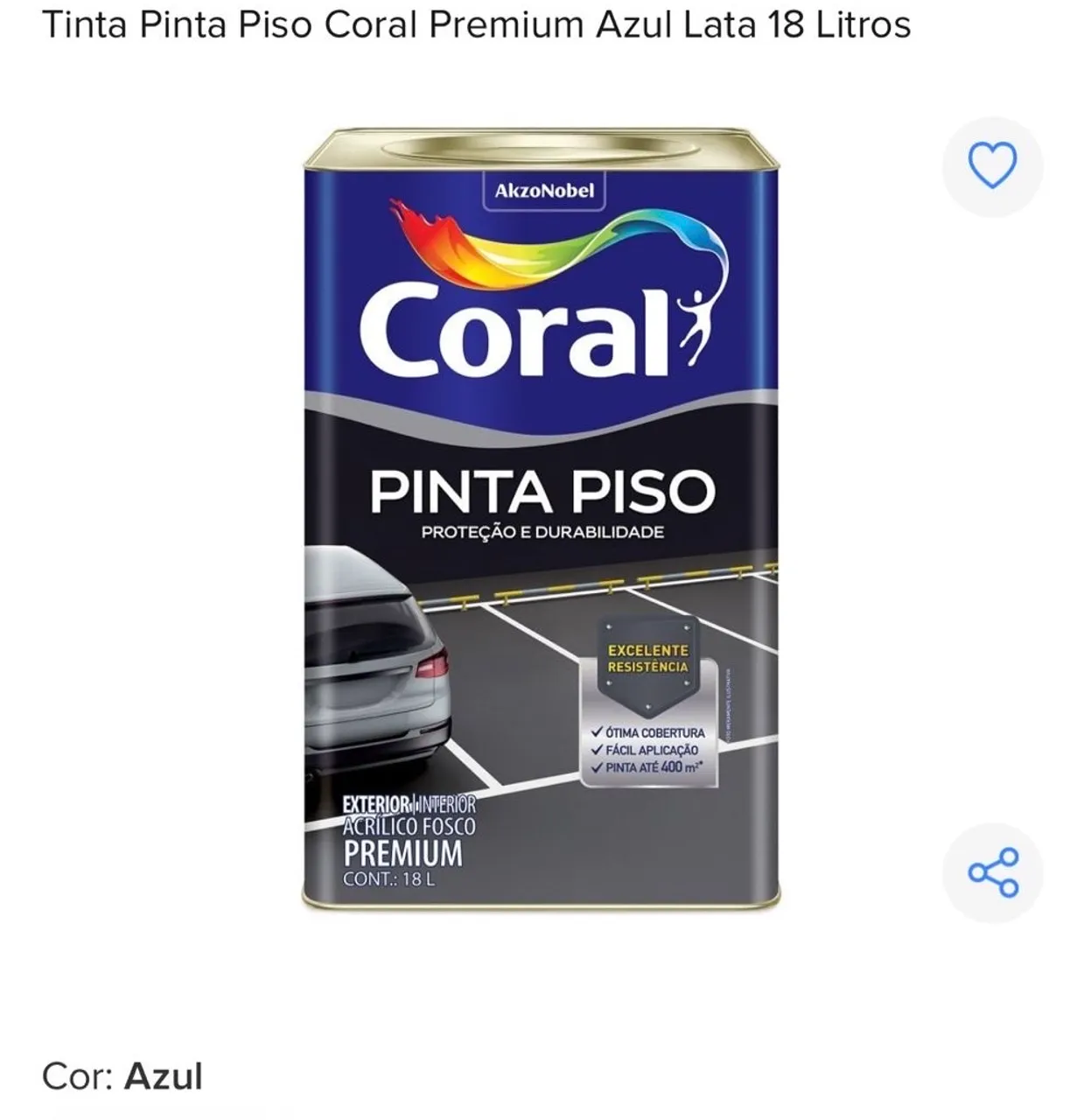 Tinta Pinta Piso Coral Premium Azul 18 Litros