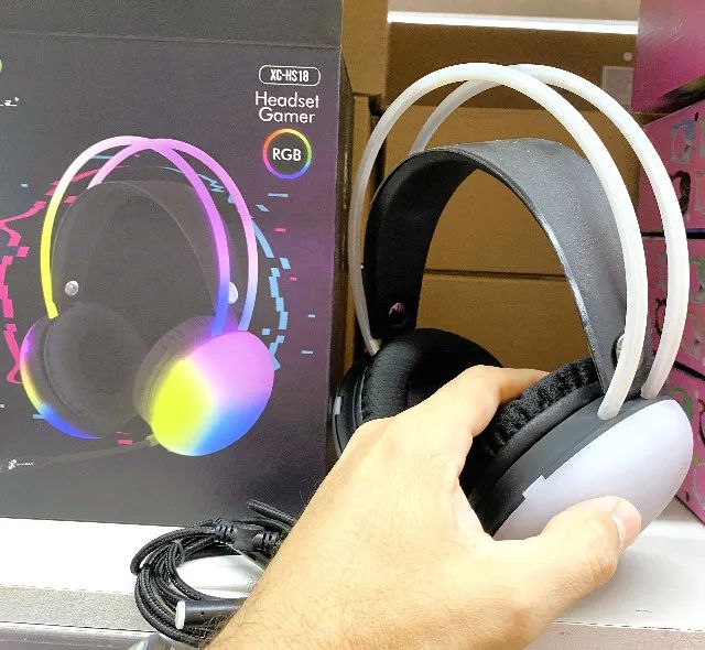 Fone Headset Gamer RGB USB P3 Roxo ou Preto X-Cell XC-HS18 - Foto 2