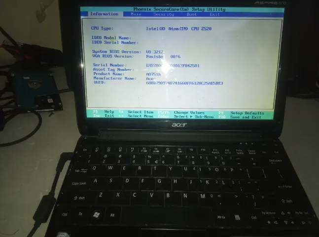 Notebook Acer Aspire One Za3 - Funcionando