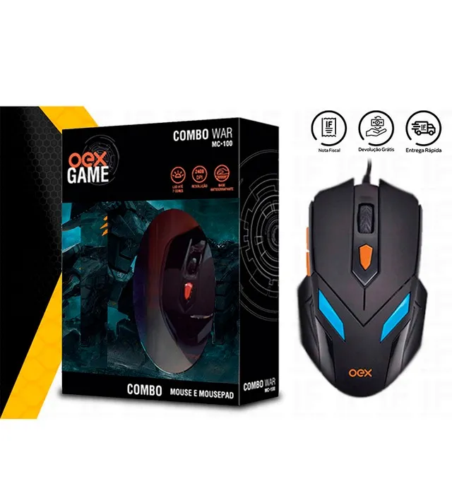Combo War Mouse Gamer e Mousepad OEX