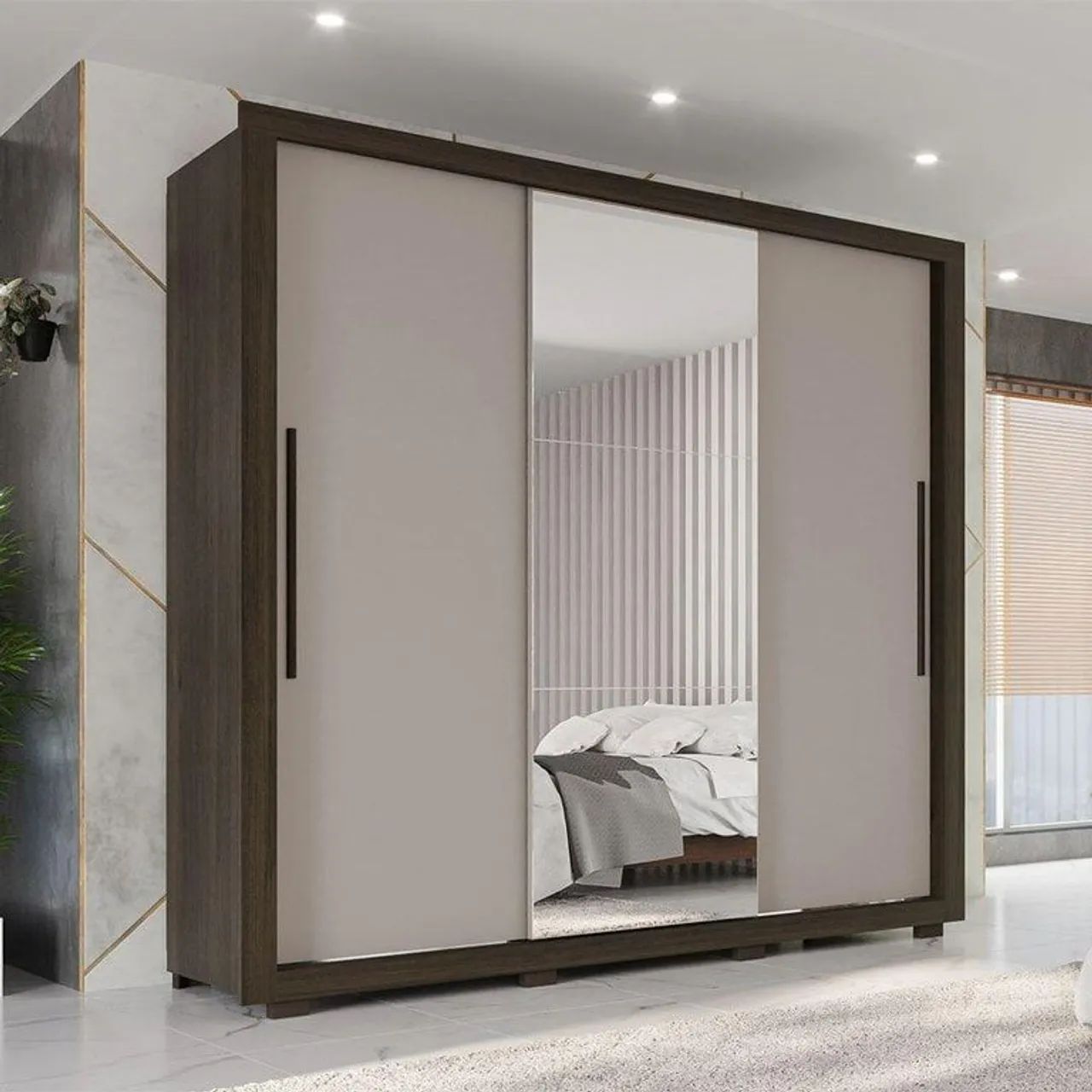 Guarda-Roupa Moderno com Espelho portas de correr!! 716sr8 - Foto 5