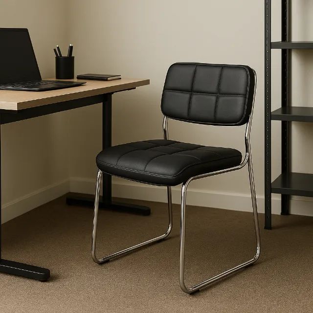 Cadeira Interlocutor Estofada Denver Preta Conforto Sofisticado Ergonômica Modelo 30405