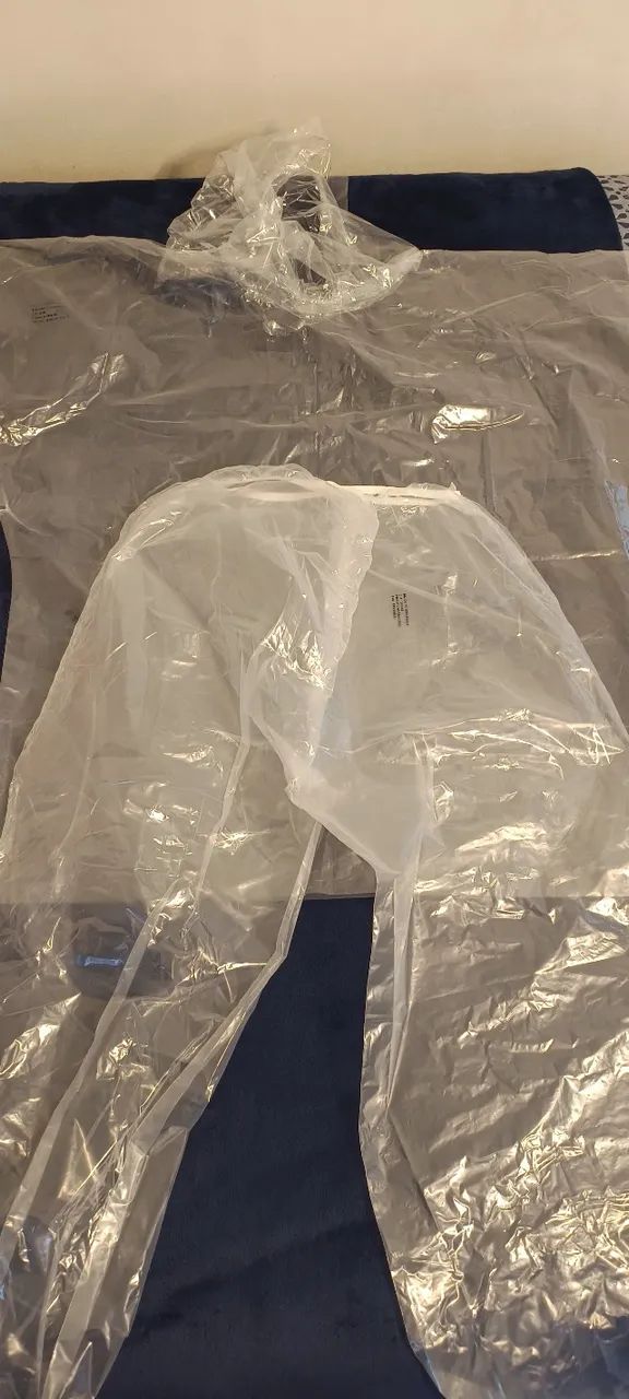 Conjunto Capa de Chuva Transparente com Elásticos Bata Calça Capuz Reutilizável Resistente - Foto 4