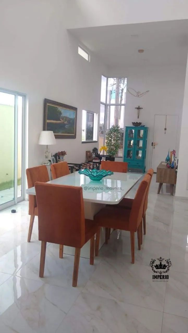 Mesa de jantar tampo de vidro laqueado 6 cadeiras  - Foto 3