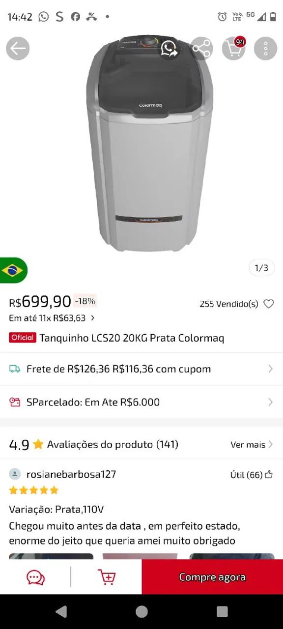 Tanquinho Colormaq  - Foto 4