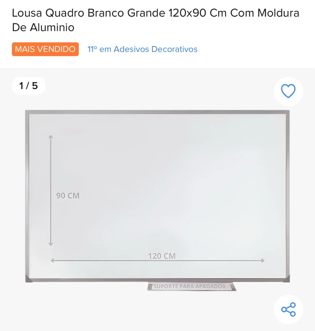 QUADRO BRANCO 120x90