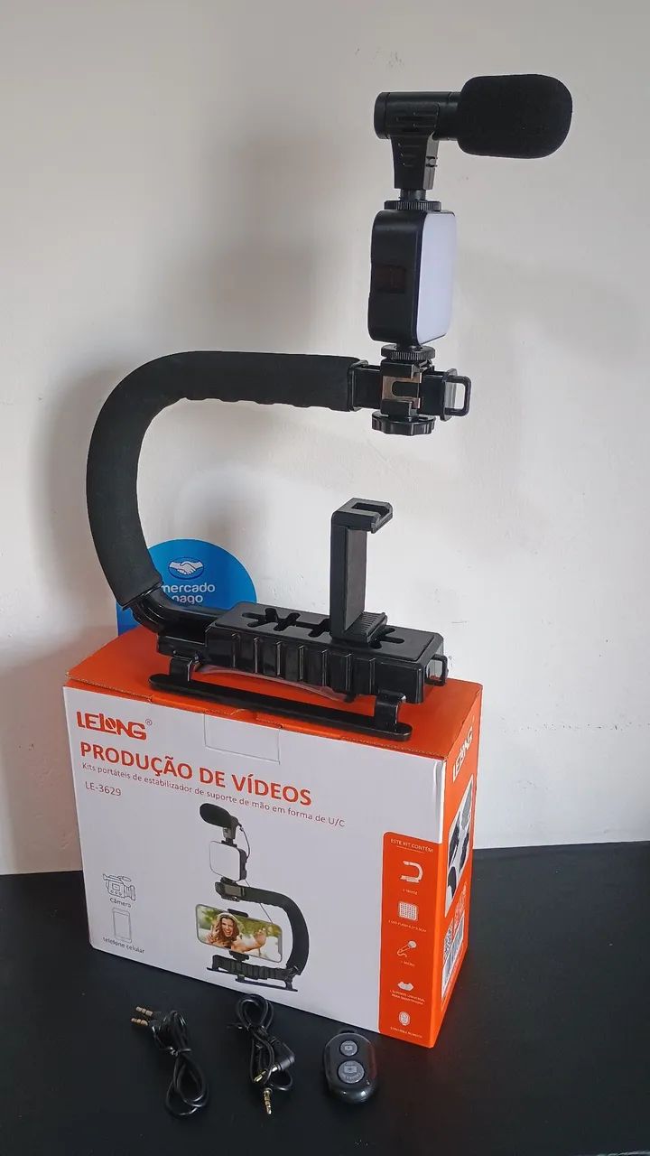 Kit estabilizador de celular com led, microfone e controle bluetooth / SUPER OFERTA  - Foto 2