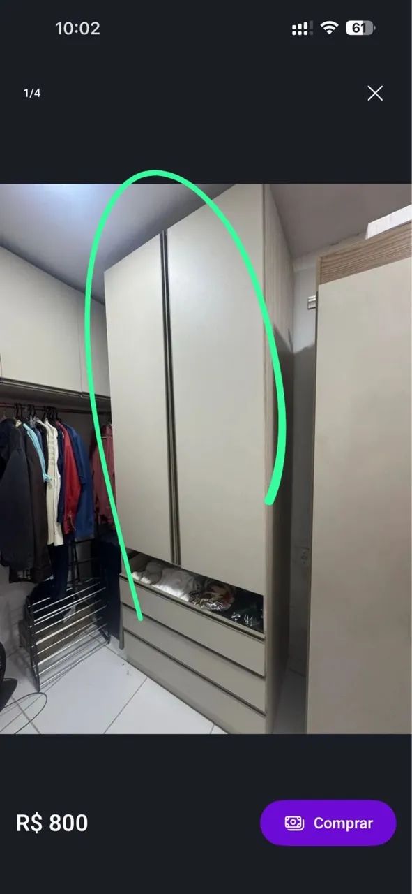GUARDA ROUPA SOLTEIRO - Foto 2