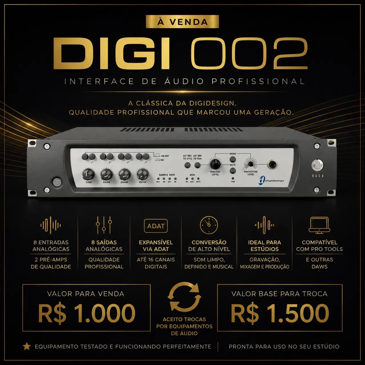 Interface de áudio profissional Digidesign Digi 002 avid - ESTUDO TROCA