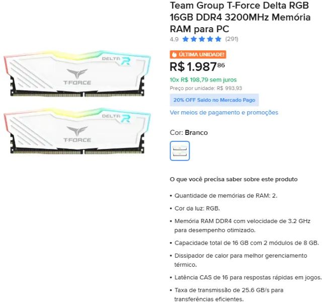 Memoria 16GB DDR4 3200MHz