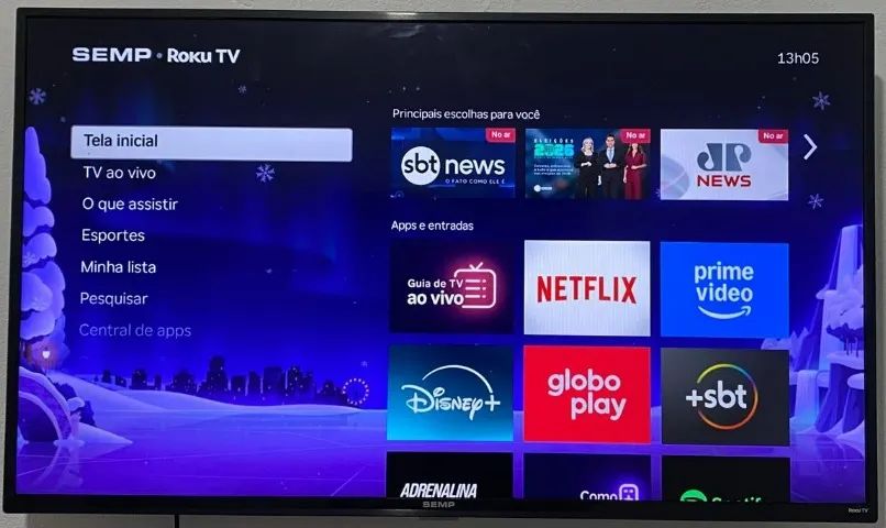 Smart TV Semp 43 Polegadas LED Full HD WiFi Roku TV Google Assistente Dolby Audio 43R6610