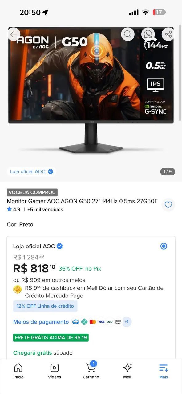 Monitor AOC 27? 144hz - Foto 2