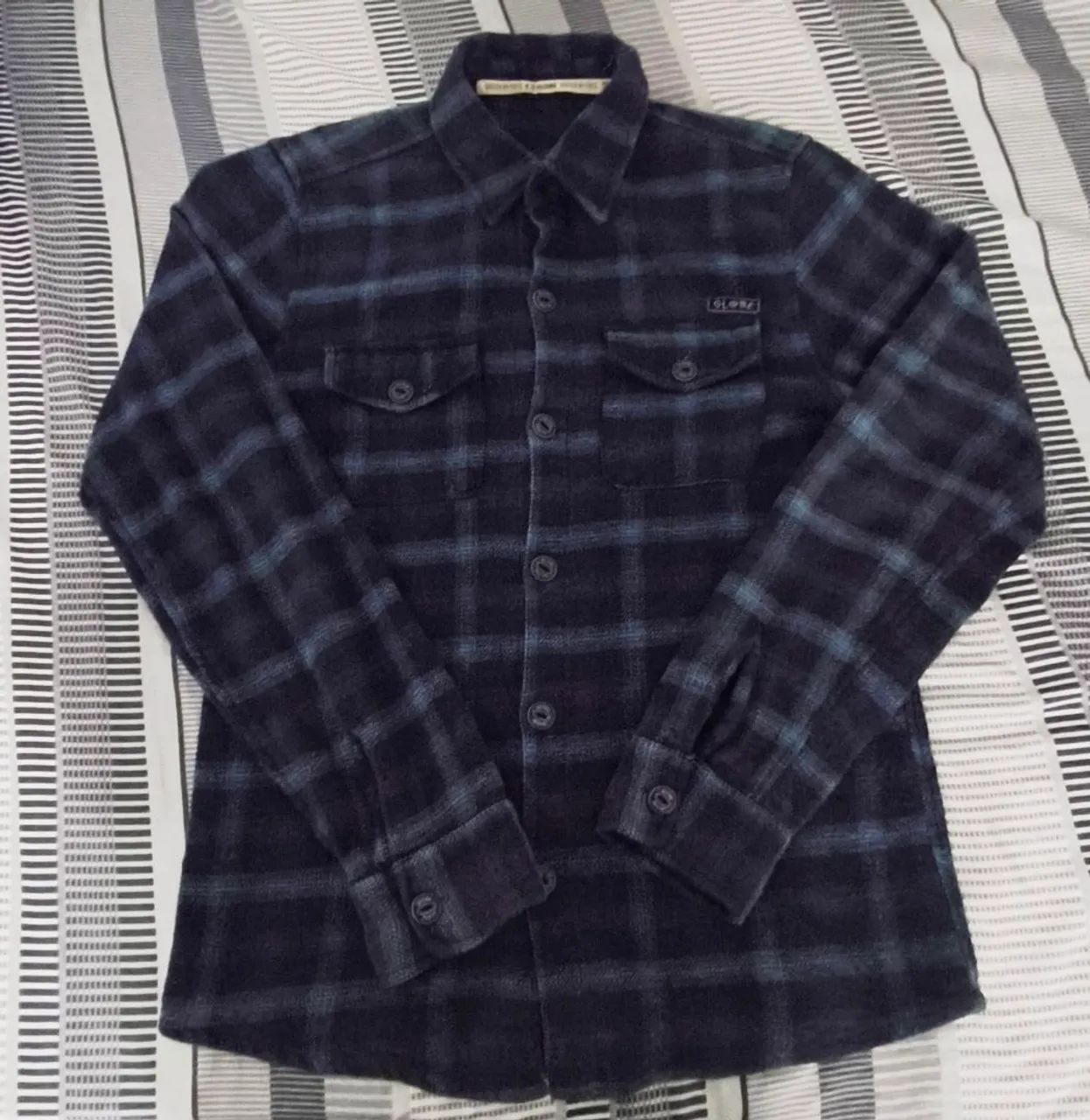 Jaqueta de Flanela Xadrez Globe - Camisa Casaco Skate Tam M<br>
