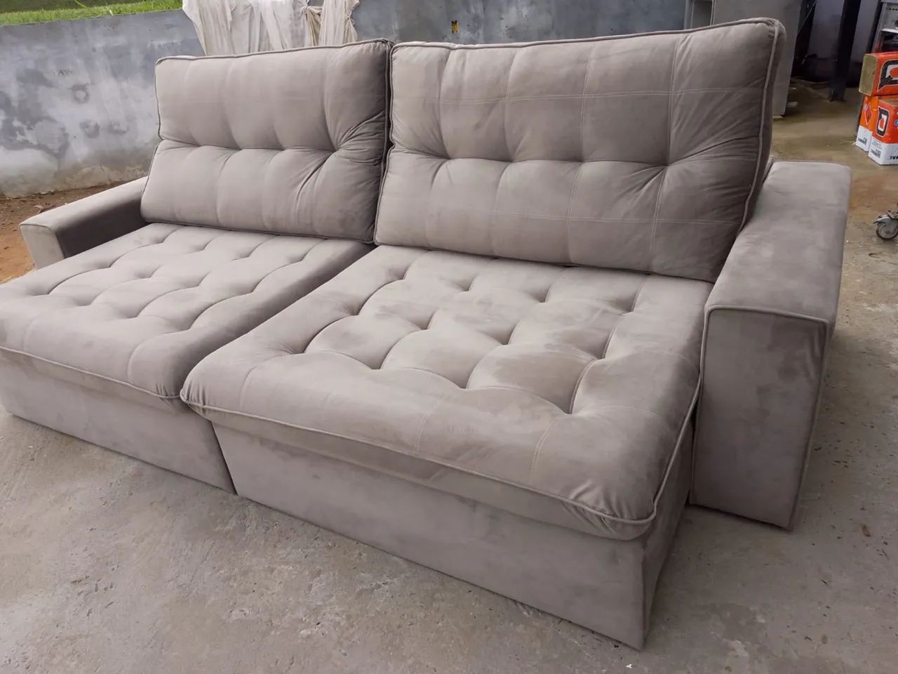 Sofa retratil bege escuro 2,50m novo !!