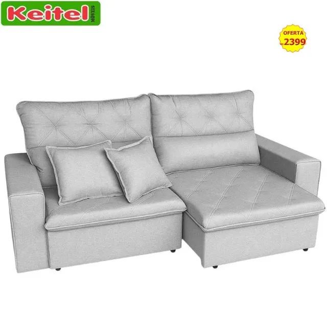 Sofá Retrátil e Reclinável 3 Lugares Charme Cinza
