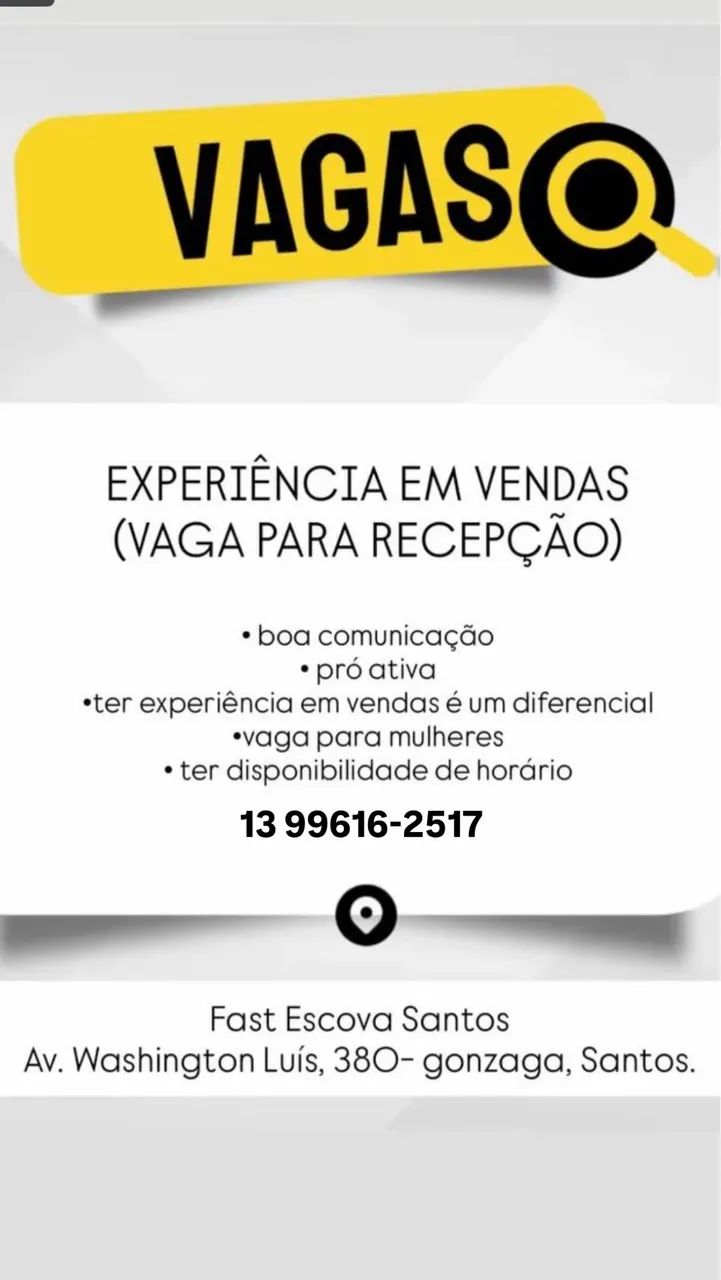 VAGA PARA RECEPCIONISTA 