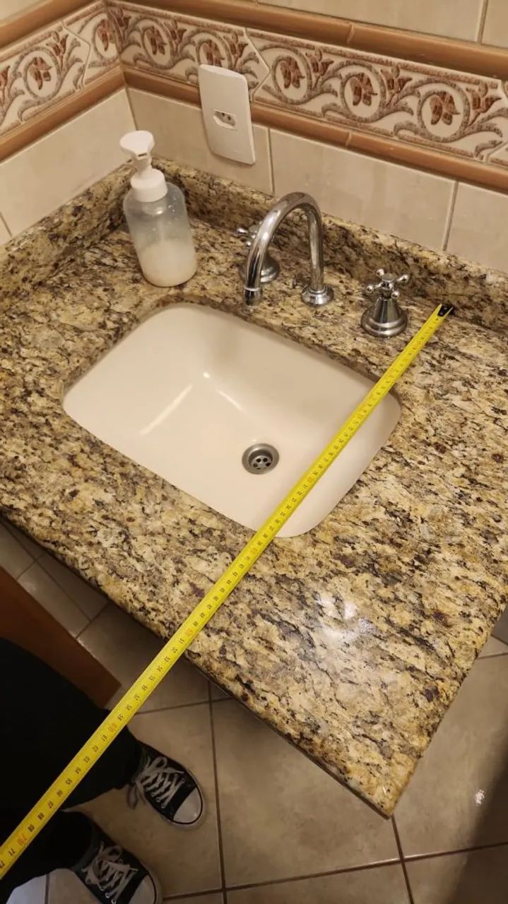 Granite bathroom sink with ceramic basin