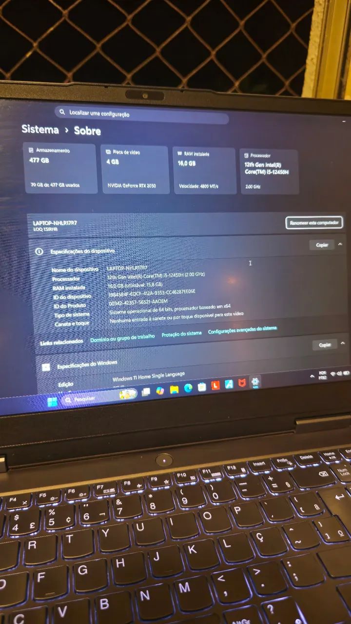 Notebook Gamer - Lenovo Loq i5 RTX 2050 - Foto 3