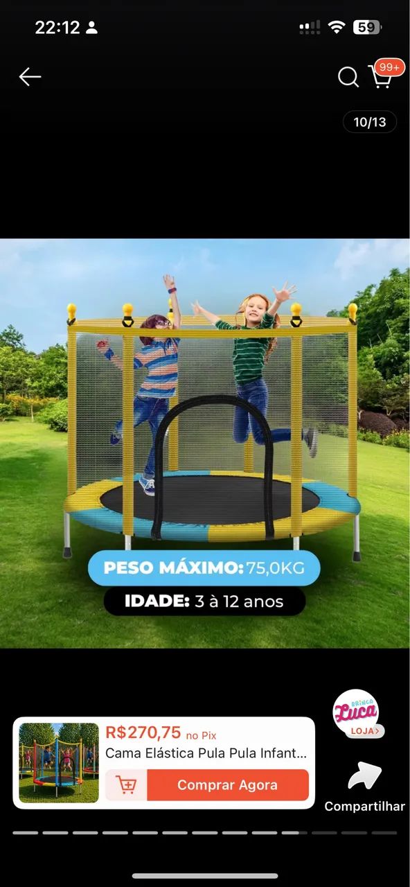 Aluguel mini cama elástica - Pegue e monte 