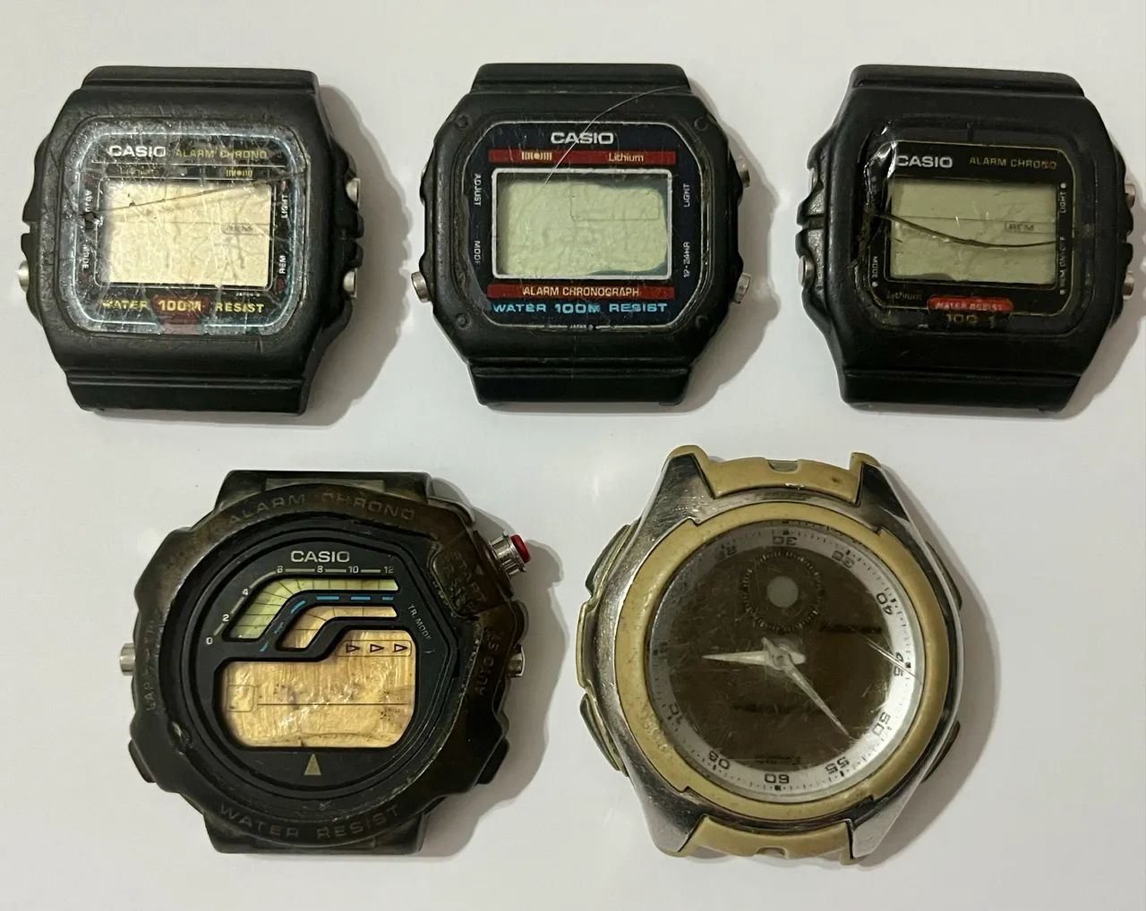 Lote de sucatas de relógios Casio antigos 