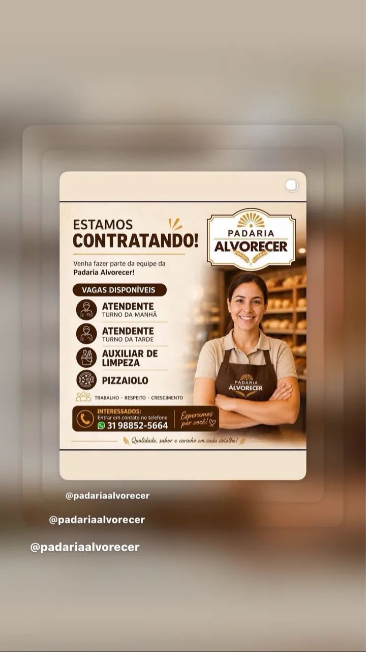 Vaga de emprego contratação imediata 