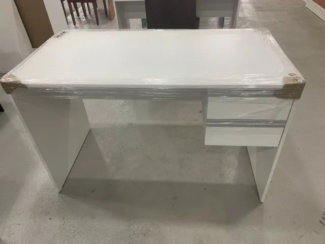 Mesa para escritório branca 2 gavetas