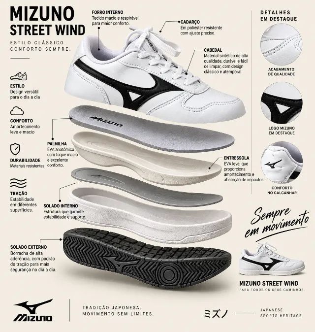 TÊNIS CASUAL MIZUNO STREET WIND - Foto 5