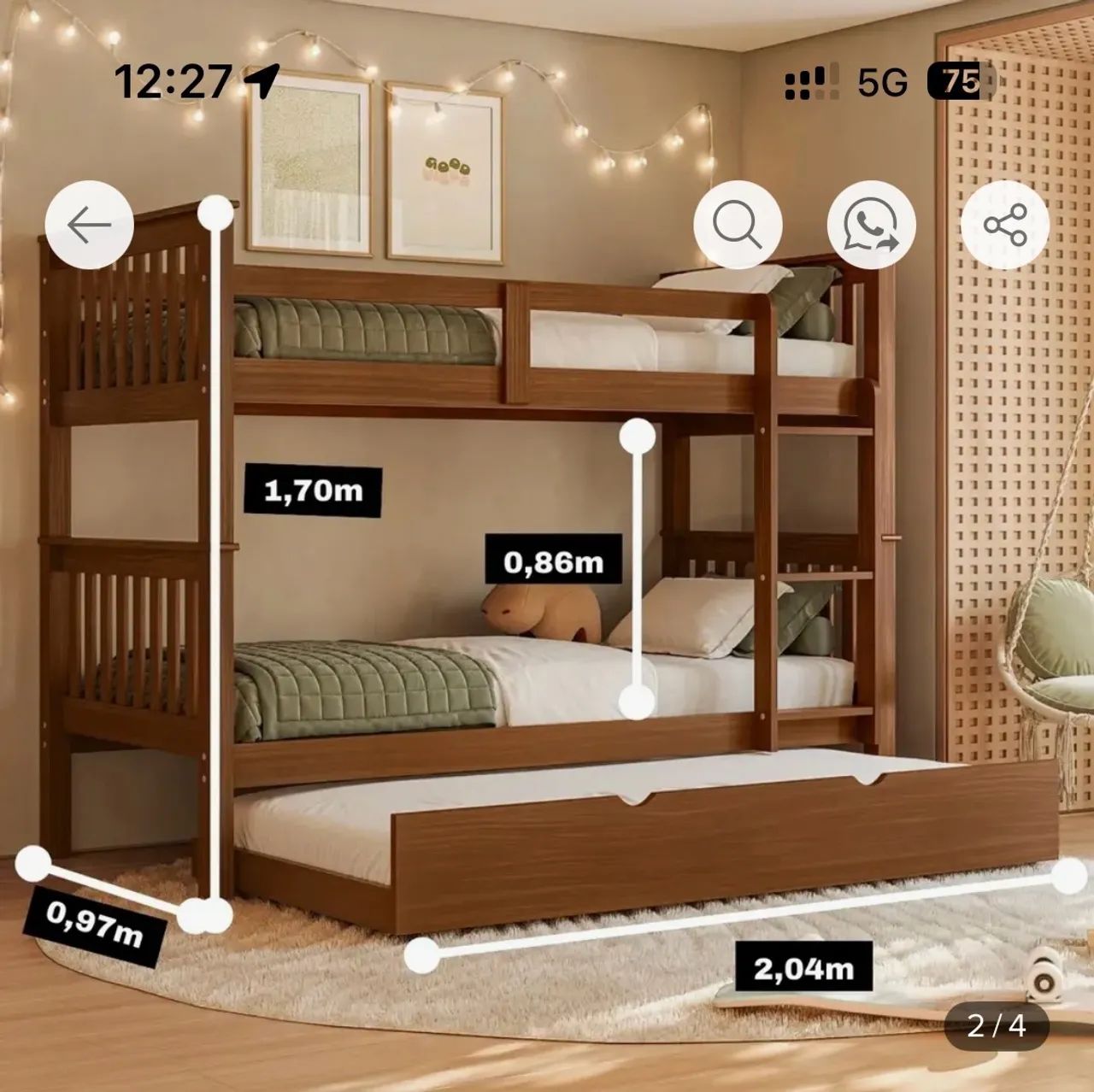 Cama beliche treliche com 3 colchões  - Foto 5