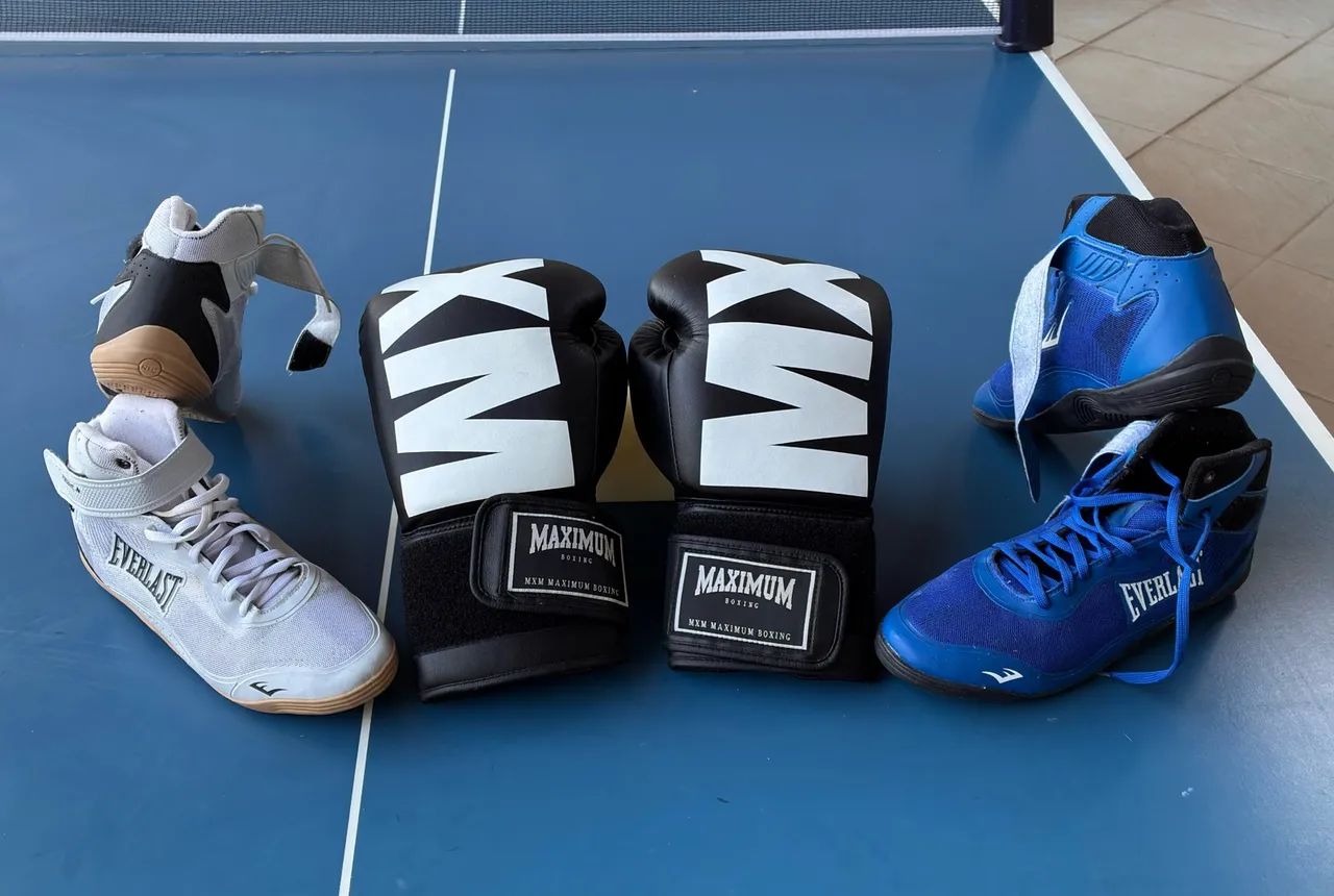 Luva de Boxe e Muay Thai e Boxe + 2 sapatilhas de Boxe