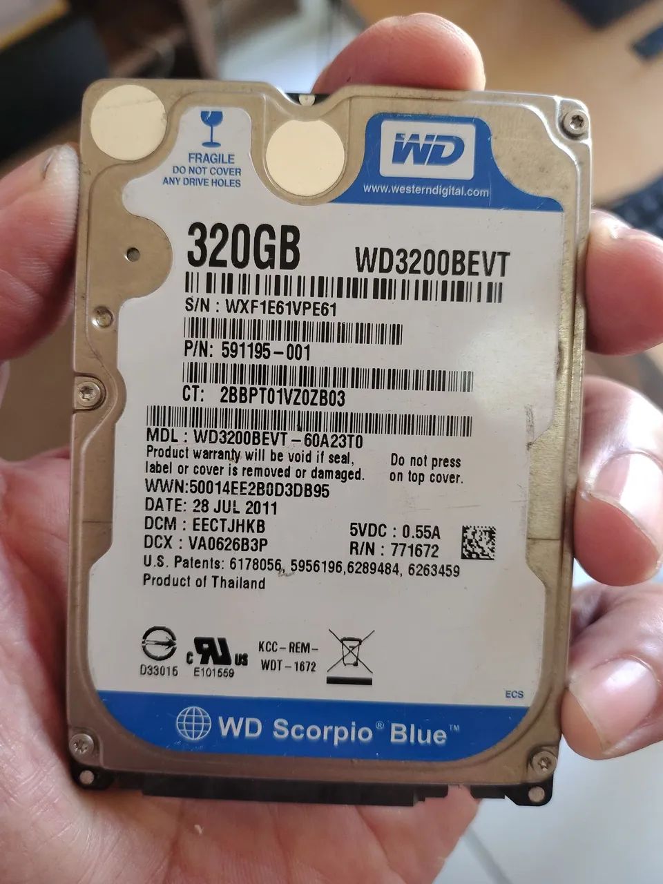 HD SATA USADO DE 320GB NOTEBOOK - WD
