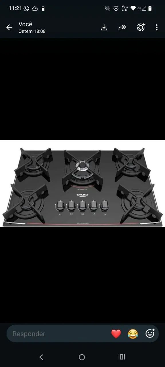 Fogão cooktop 5 bocas 