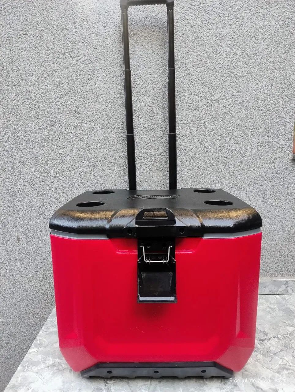 Caixa Cooler Térmico Coleman 55 Qt/52l Rugged Fabricado EUA Rodas reforçadas Alça retrátil