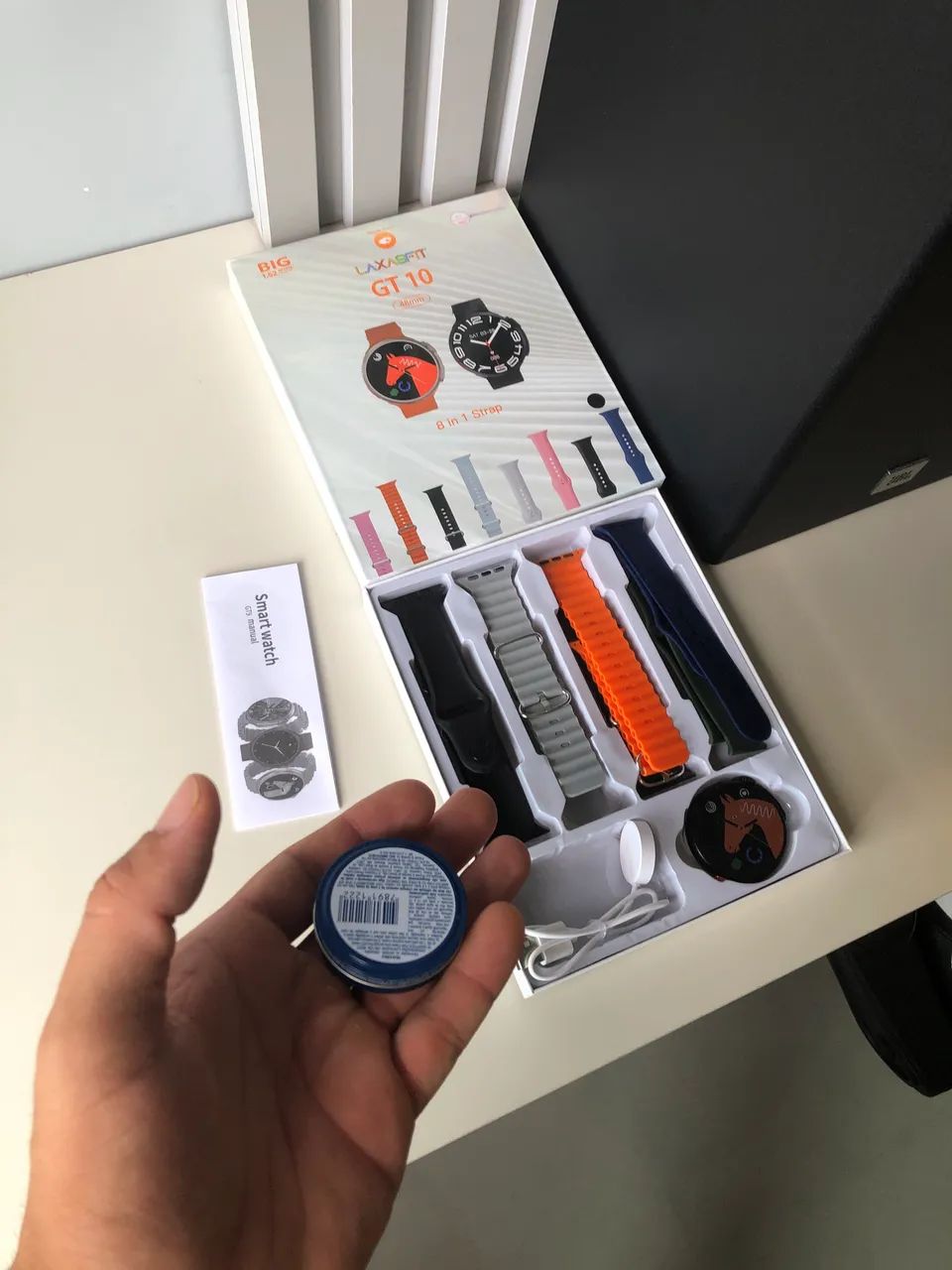 Relógio smartwatch gt 10 redondo 48mm 8 pulseiras 
