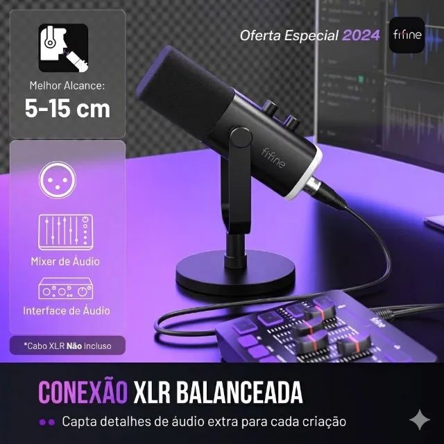 Microfone Dinamico Fifine AM8 - RGB - XLR - USB - Foto 5