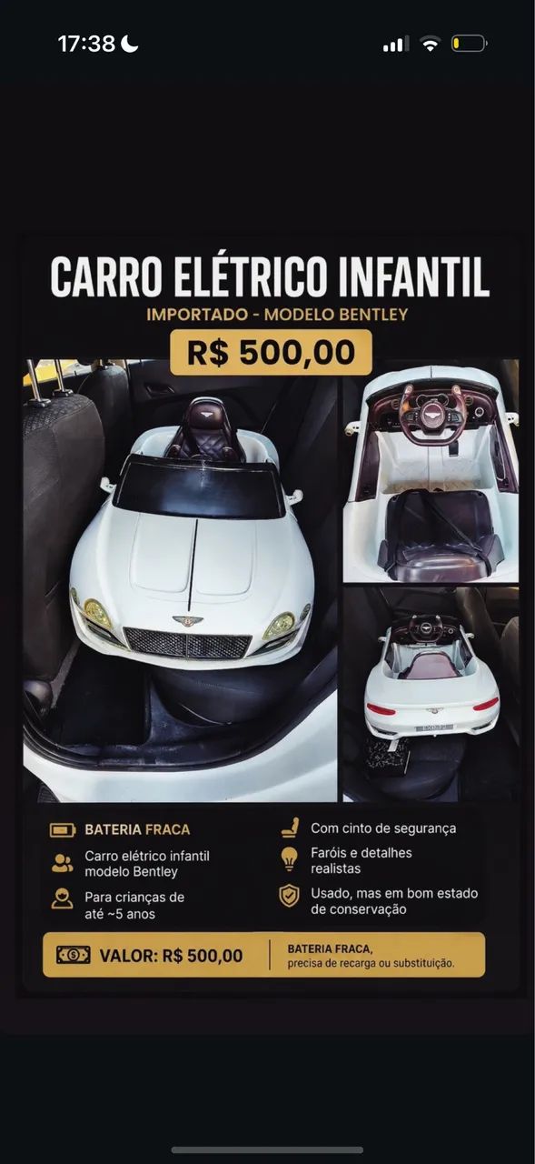 Carro elétrico infantil 