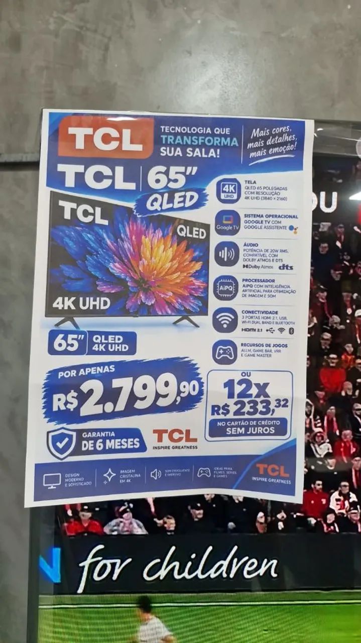 TV 65 POLEGADAS TCL 6 MESES DE GARANTIA PARCELA ATE 12 VEZES SEM JUROS  - Foto 5