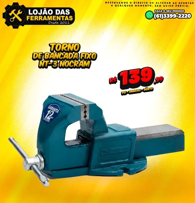 Torno de Bancada Fixo NT-3 Nocram