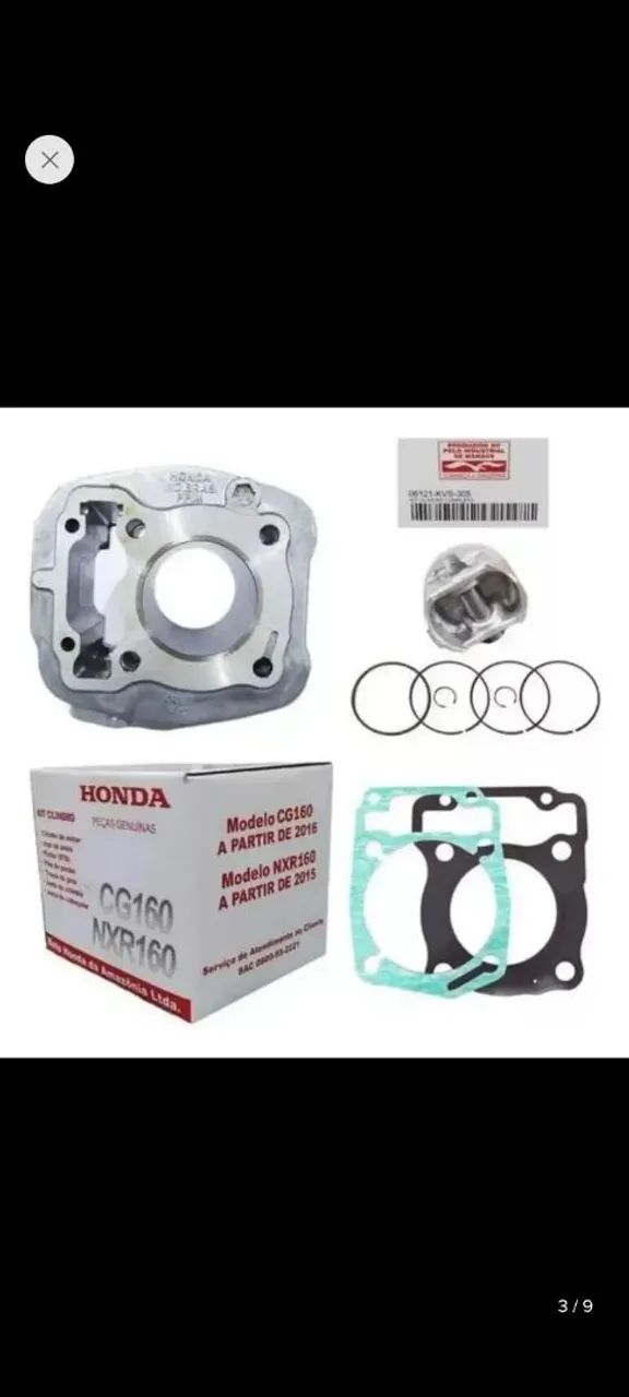 Kit cilindro motor 399 reais, Cg Fan / Bros 160, 2016 a 2024 original Honda. - Foto 3