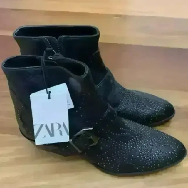 bota zara em couro nova 35