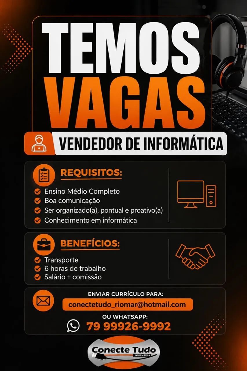 VAGA PARA VENDEDOR DE INFORMÁTICA