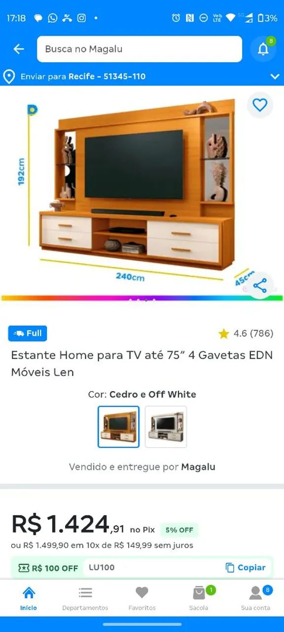 Painel para TV de até 75 polegadas. - Foto 4