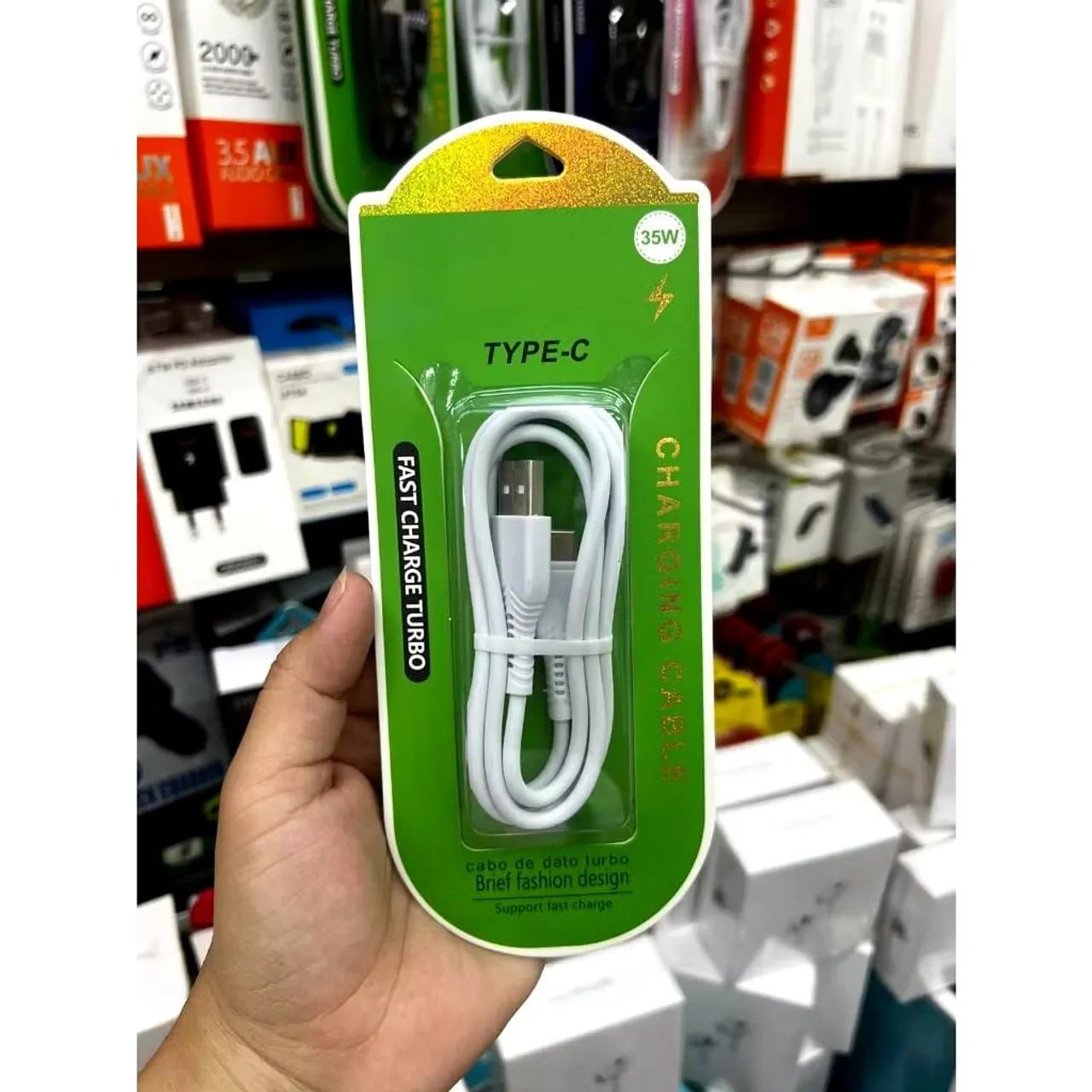 Cabo USB Tipo-C 35W Turbo Carregamento Rápido.