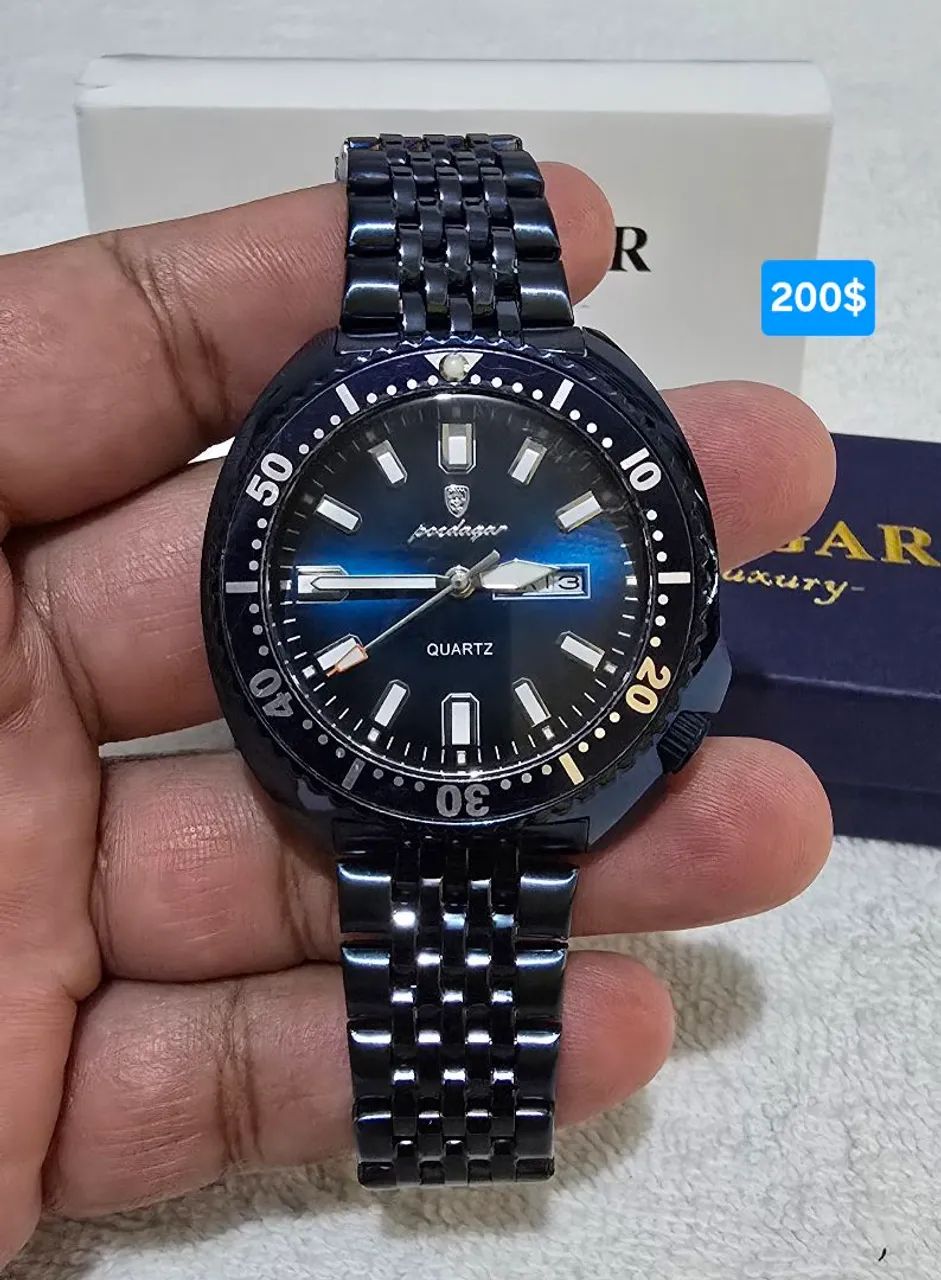 Relógio da Poedagar luxo azul em aço original 