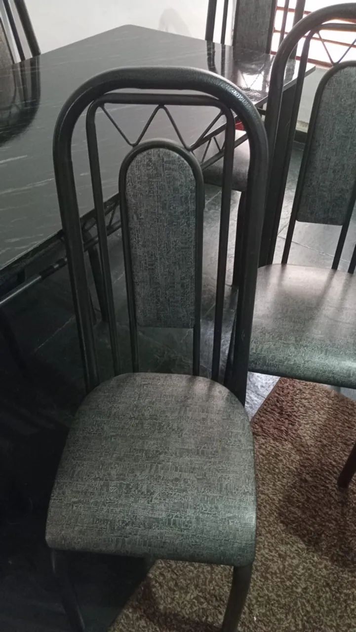 Mesa 6 Cadeiras Granito Preto Excelente Estado  - Foto 3