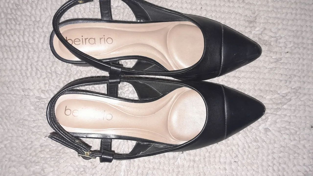 Sapato Beira Rio Preto - Slingback com Saltinho