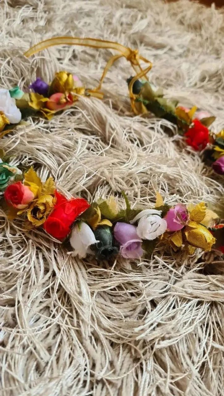 Coroa de flores ajustável artesanal carnaval  - Foto 2