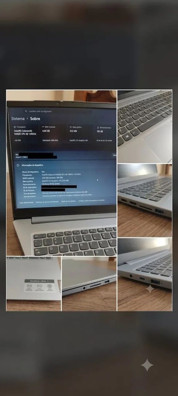 Notebook Lenovo IdeaPad 15.6" - 1 Ano de Uso (SSD / Win 11) + Mouse