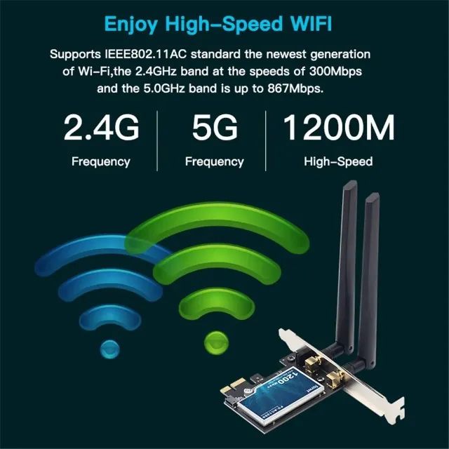 Fenvi Placa Wifi1200mbps 2.4/5ghz Com Bluetooth 4.0 Win. 7 Ao 11 - Foto 3