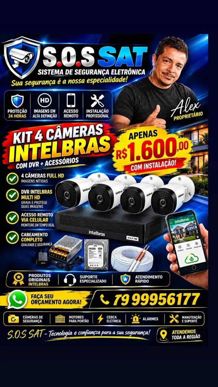Kit 4 câmeras Intelbras 