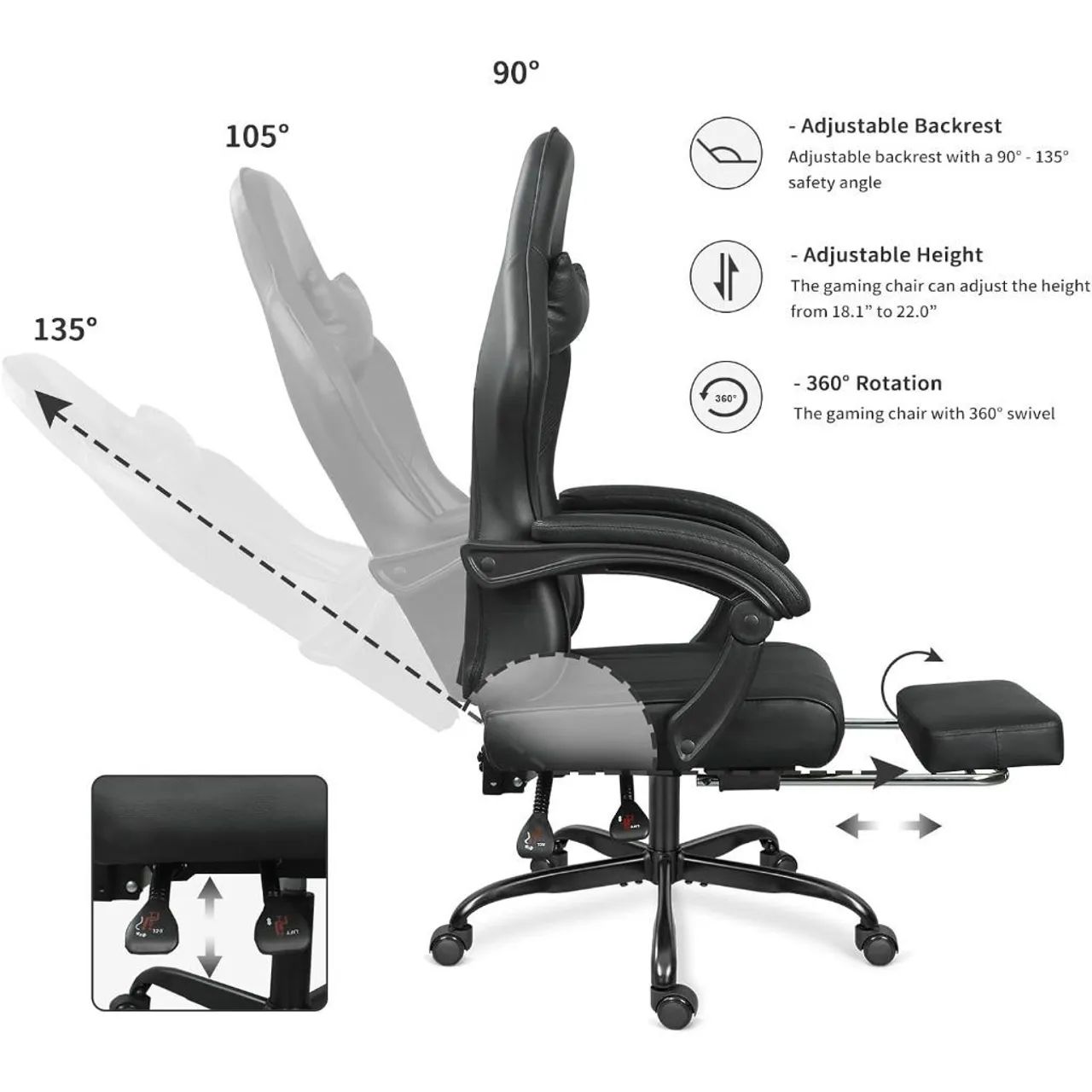 Cadeira Gamer Escritório Ergonômica Confortável  - Foto 3